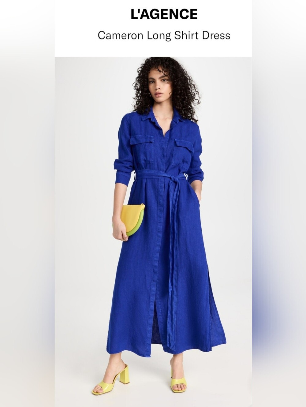 L'AGENCE Cameron Maxi Shirt Dress in Royal Blue